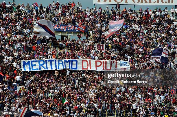 Supporters of Bologna FC during the Serie A match between Bologna FC and Catania Calcio at Stadio Renato Dall'Ara on May 9, 2010 in Bologna, Italy.