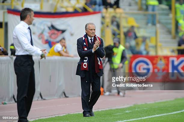 Coach of Bologna FC Franco Colomba looks on during the Serie A match between Bologna FC and Catania Calcio at Stadio Renato Dall'Ara on May 9, 2010...