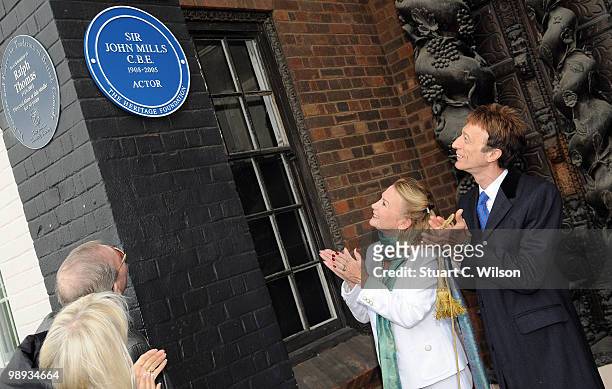 Juliet Mills and Robin Gibb attend a plaque unveiling for Sir john Mills at Pinewood Studios on May 9, 2010 in London, England.