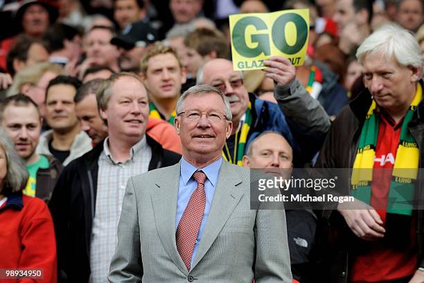 Manchester United Manager Sir Alex Ferguson looks on prior to the Barclays Premier League match between Manchester United and Stoke City at Old...
