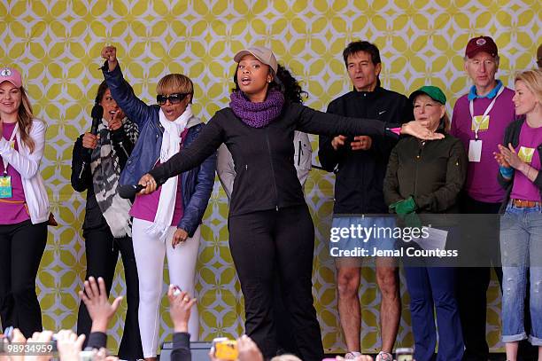 Singer Jennifer Hudson sings "Happy Birthday" at the completion of the "Live Your Best Life Walk" to celebrate O, The Oprah Magazine's 10th...