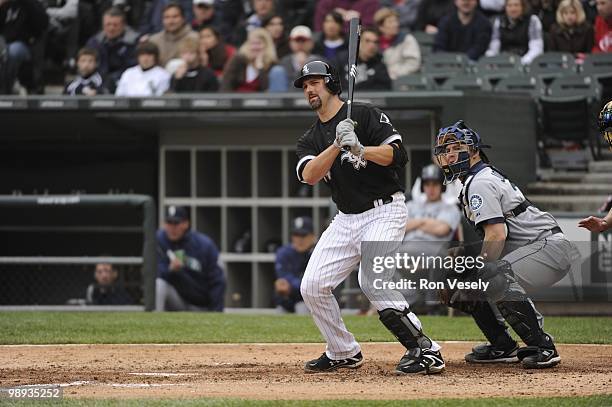 Paul Konerko of the Chicago White Sox bats against the Seattle Mariners on April 24, 2010 at U.S. Cellular Field in Chicago, Illinois. The White Sox...