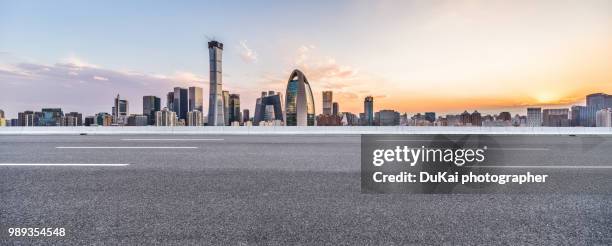 empty road in beijing cbd - china world trade center stock pictures, royalty-free photos & images