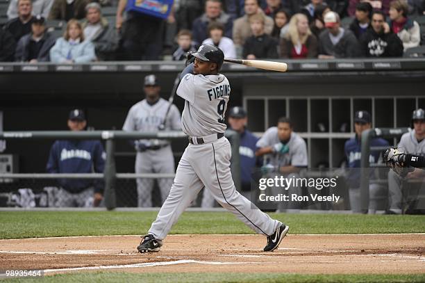 Chone Figgins of the Seattle Mariners bats against the Chicago White Sox on April 24, 2010 at U.S. Cellular Field in Chicago, Illinois. The White Sox...