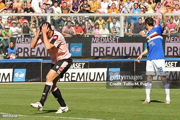 Igor Budan of Palermo looks dejected after the Serie A match between US Citta di Palermo and UC Sampdoria at Stadio Renzo Barbera on May 9, 2010 in...