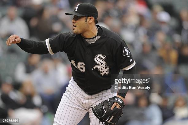 Sergio Santos of the Chicago White Sox pitches against the Seattle Mariners on April 24, 2010 at U.S. Cellular Field in Chicago, Illinois. The White...