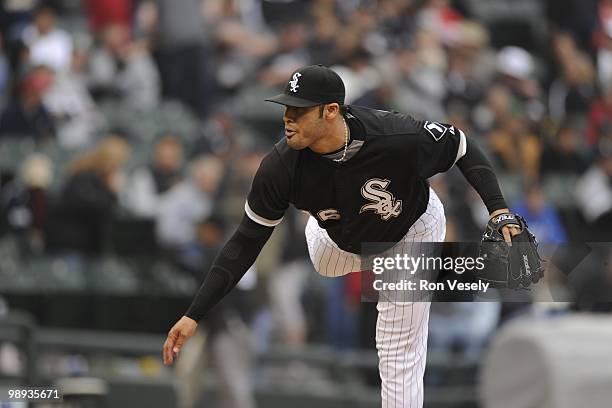 Sergio Santos of the Chicago White Sox pitches against the Seattle Mariners on April 24, 2010 at U.S. Cellular Field in Chicago, Illinois. The White...