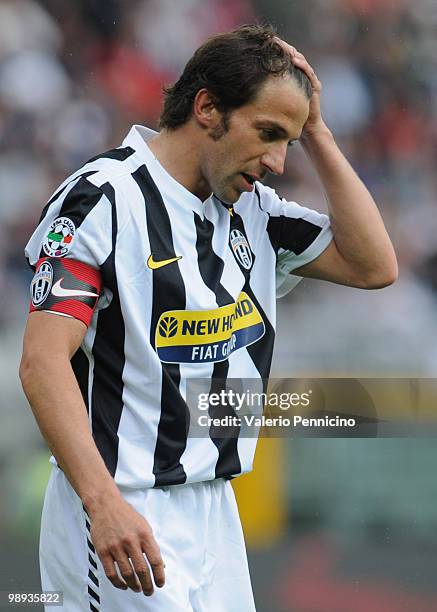 Alessandro Del Piero of Juventus FC shows his dejection during the Serie A match between Juventus FC and Parma FC at Stadio Olimpico di Torino on May...