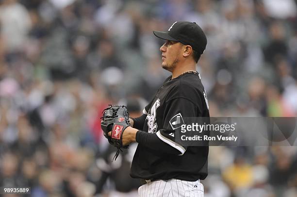 Freddy Garcia of the Chicago White Sox pitches against the Seattle Mariners on April 24, 2010 at U.S. Cellular Field in Chicago, Illinois. The White...