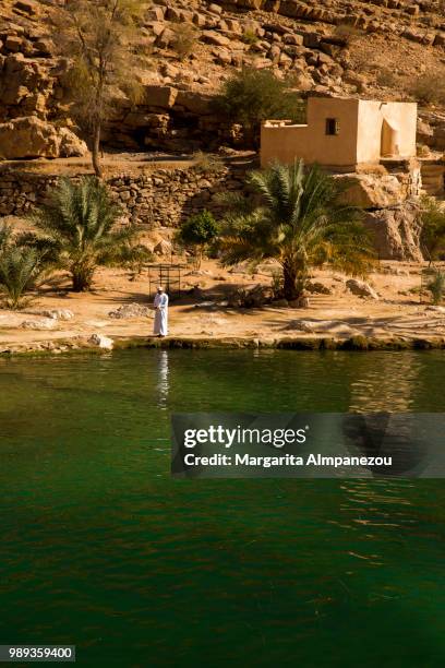 wadi bani khalid desert oasis in oman - beautiful oasis stock pictures, royalty-free photos & images