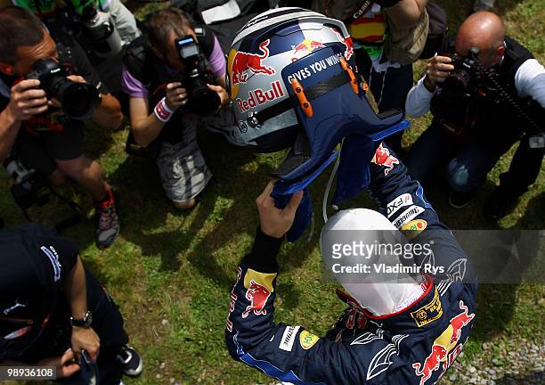 Sebastian Vettel of Germany and Red Bull Racing prepares to drive during the Spanish Formula One Grand Prix at the Circuit de Catalunya on May 9,...