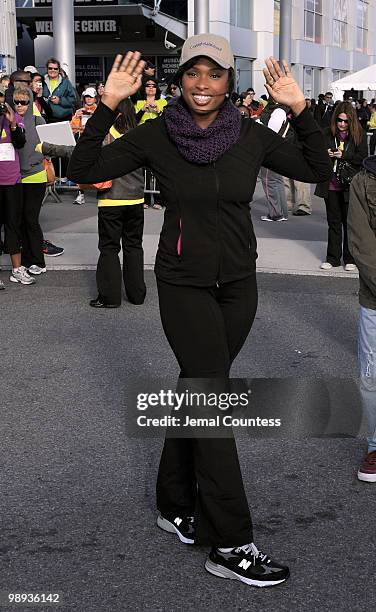 Singer Jennifer Hudson poses for photographers at the starting line of the "Live Your Best Life Walk" celebrating O, The Oprah Magazine's 10th...