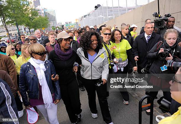Singer Mary J. Blige, singer Jennifer Hudson and media personality Oprah Winfrey at the start of the "Live Your Best Life Walk" to celebrate O, The...