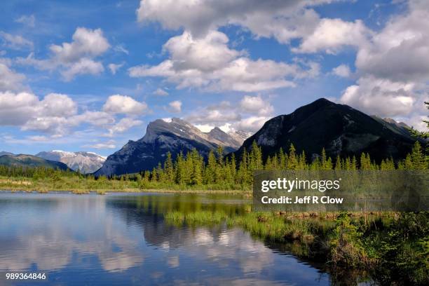 mount rundle afternoon reflection - monte rundle - fotografias e filmes do acervo