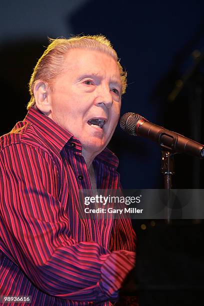 Jerry Lee Lewis closes out the final day of the Texas Revival Festival at the Nutty Brown Amphitheater on May 8, 2010 in Austin, Texas.