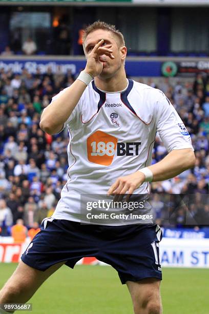Bolton Wanderers's Ivan Klasnic celebrates his goal during the Barclays Premier League match between Bolton Wanderers and Birmingham City at Reebok...