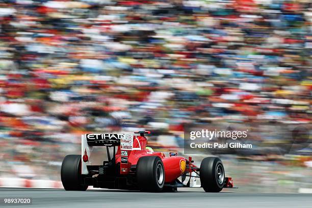 Felipe Massa of Brazil and Ferrari drives during the Spanish Formula One Grand Prix at the Circuit de Catalunya on May 9, 2010 in Barcelona, Spain.