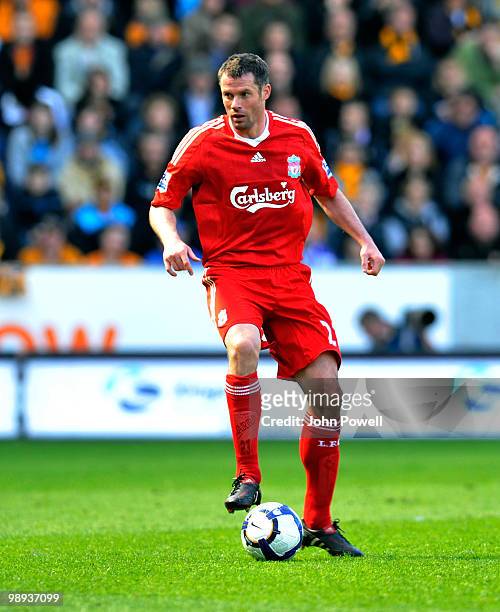Jamie Carragher of Liverpool during the Barclays Premier League match between Hull City and Liverpool at KC Stadium on May 9, 2010 in Hull, England.