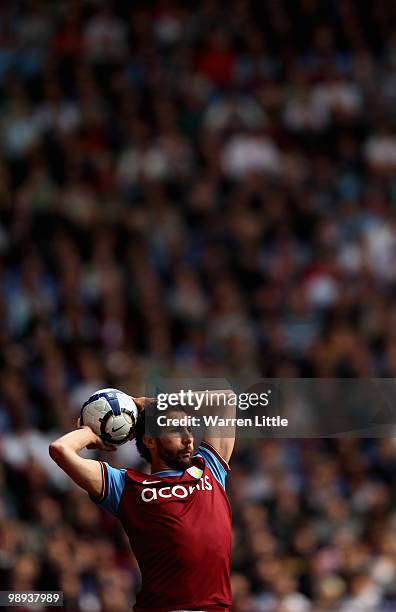 Carlos Cuellar of Aston Villa throws the ball in during the Barclays Premier League match between Aston Villa and Blackburn Rovers at Villa Park on...