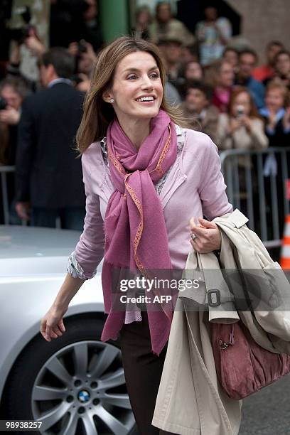 Spain's future queen, Princess Letizia leaves the public hospital in Barcelona on May 9, 2010 after she visited Spain's King Juan Carlos I. Spain's...