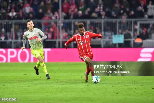 Bundesliga, Bayern Muenchen vs. 1. FC Koeln, 16th play day in the Allianz Arena in Munich, Germany, 13 December 2017. Thomas Müller of Bayern...