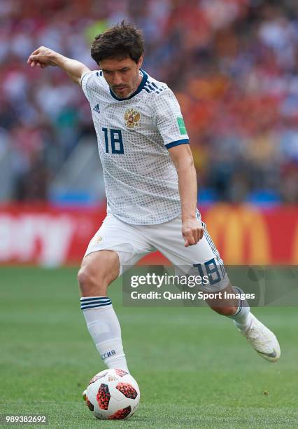 Yury Zhirkov of Russia in action during the 2018 FIFA World Cup Russia Round of 16 match between Spain and Russia at Luzhniki Stadium on July 1, 2018...