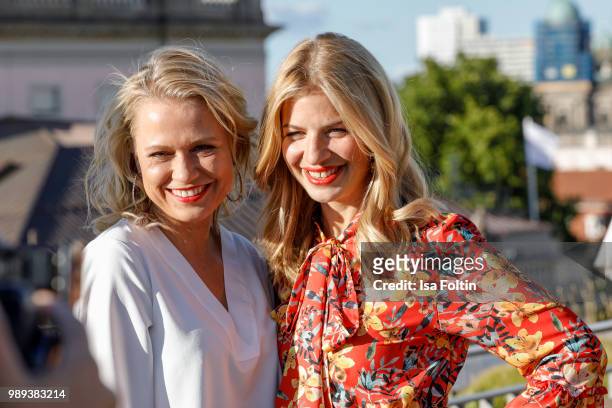 German presenter Nova Meierhenrich and German actress Susan Sideropoulos during the Ladies Dinner at Hotel De Rome on July 1, 2018 in Berlin, Germany.