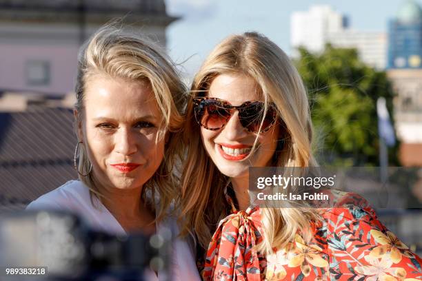 German presenter Nova Meierhenrich and German actress Susan Sideropoulos during the Ladies Dinner at Hotel De Rome on July 1, 2018 in Berlin, Germany.