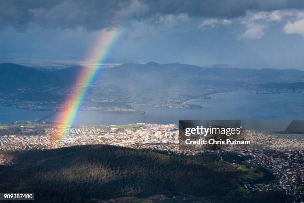 view from mt wellington over hobart - chris putnam stock pictures, royalty-free photos & images