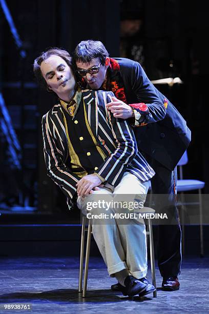 Lionel Peintre and Jean-Sebastien Bou play Des Rillettes and Boulingrin, during a rehearsal of the opera "Les Boulingrin" directed by Jerome...