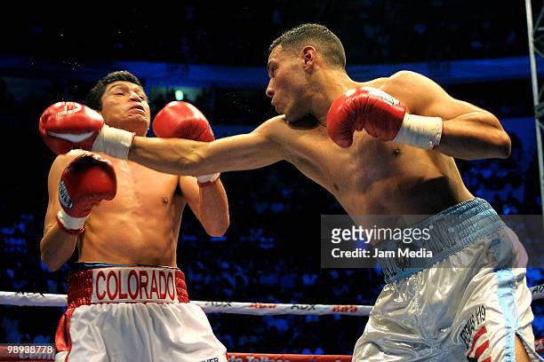 Mexican boxer Jorge ?Coloradito? Solis fights with Mario Santiago of Puerto Rico for the World Boxing Association, Interim World super Featherweight...