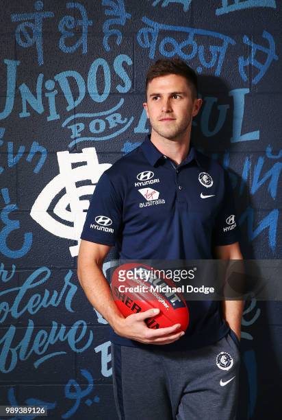Marc Murphy of the Carlton Blues poses during a media opportunity at Ikon Park on July 2, 2018 in Melbourne, Australia.