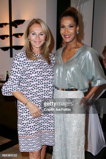 German actress Caroline Beil and model Marie Amiere during the Ladies Dinner at Hotel De Rome on July 1, 2018 in Berlin, Germany.