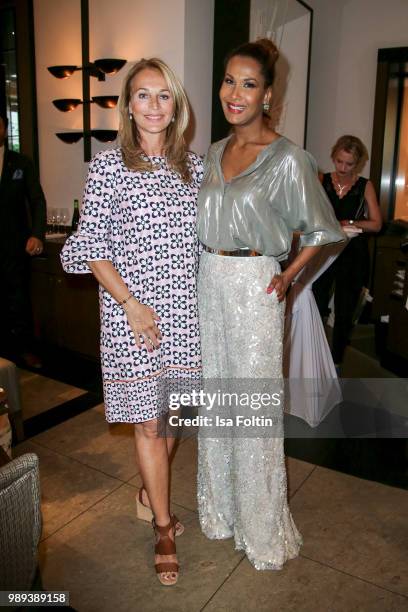 German actress Caroline Beil and model Marie Amiere during the Ladies Dinner at Hotel De Rome on July 1, 2018 in Berlin, Germany.