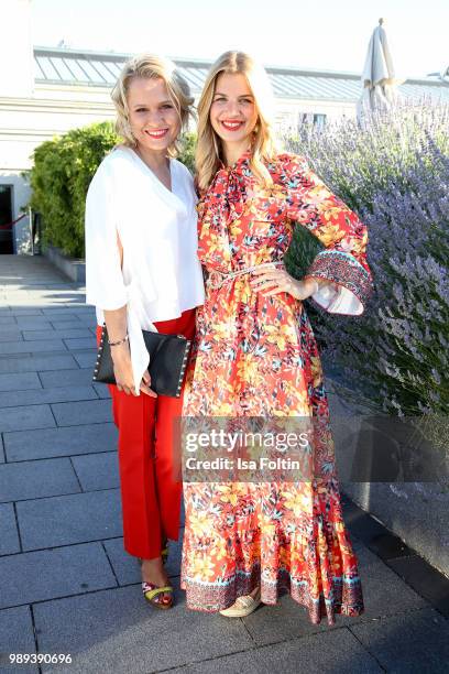 German presenter Nova Meierhenrich and German actress Susan Sideropoulos during the Ladies Dinner at Hotel De Rome on July 1, 2018 in Berlin, Germany.