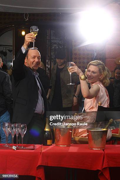 Kevin Spacey and Cate Blanchett are seen while filming for IWC on May 8, 2010 in Portofino, Italy.