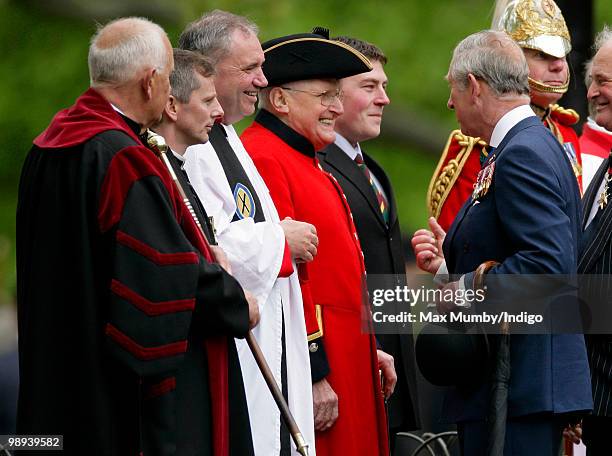 Prince Charles, Prince of Wales, Colonel in Chief The Royal Dragoon Guards , talks with a Chelsea Pensioner during the Combined Cavalry Old Comrades...