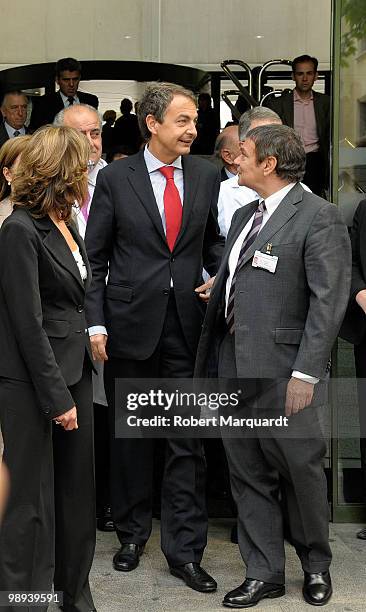 Spanish Prime Minister Jose Luis Rodriguez Zapatero visits the King of Spain Juan Carlos I at the Hospital Clinic of Barcelona, after he had an...