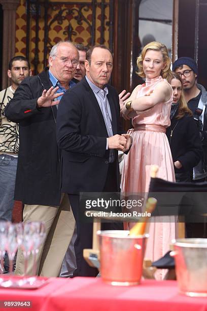 Cate Blanchett and Kevin Spacey and Peter Lindbergh are seen while filming for IWC on May 8, 2010 in Portofino, Italy.