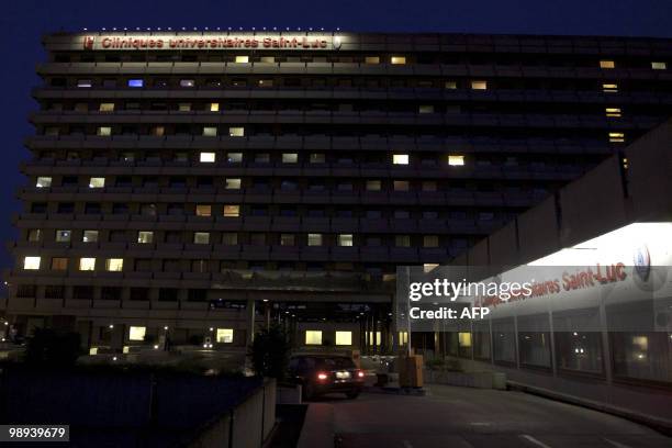 The entrance to the University Hospital Saint-Luc , where German Finance Minister Wolfgang Schaeuble was hospitalised, according to Belgian news...