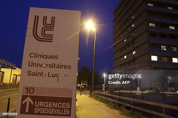 The entrance to the University Hospital Saint-Luc , where German Finance Minister Wolfgang Schaeuble was hospitalised, according to Belgian news...