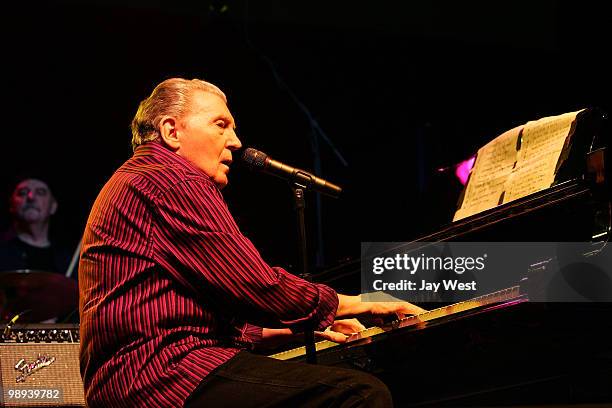 Jerry Lee Lewis perfoms in concert on day two of The Revival Festival at The Nutty Brown Amphitheater on May 8, 2010 in Austin, Texas.