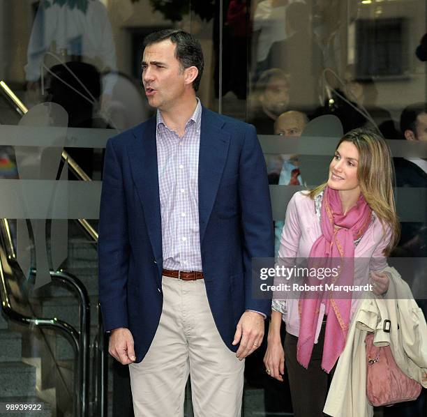 Prince Felipe of Spain and Princess Letizia of Spain visit the King of Spain Juan Carlos I at the Hospital Clinic of Barcelona, after he had an...