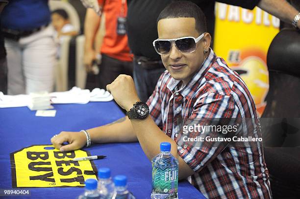 Daddy Yankee greets fans and signs autographs to promote his new record release "Mundial" on May 9, 2010 in Miami, Florida.