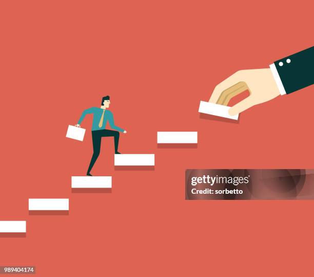 ilustrações de stock, clip art, desenhos animados e ícones de hand building steps - businessman - campeonato desportivo