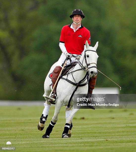 Prince William plays in the Audi Polo Challenge polo match at Coworth Park Polo Club on May 9, 2010 in Ascot, England.