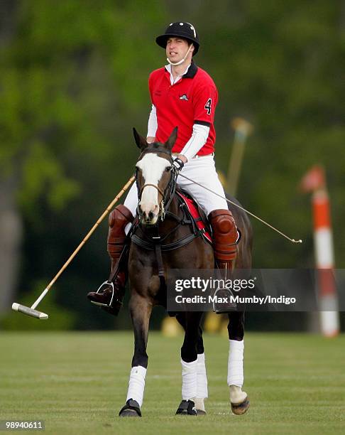 Prince William plays in the Audi Polo Challenge polo match at Coworth Park Polo Club on May 9, 2010 in Ascot, England.