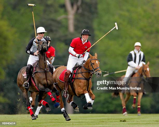 Prince William plays in the Audi Polo Challenge polo match at Coworth Park Polo Club on May 9, 2010 in Ascot, England.