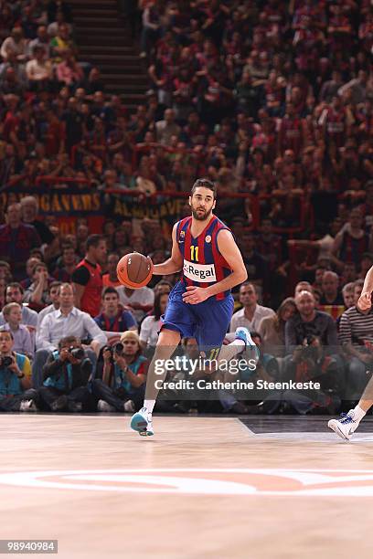 Juan Carlos Navarro, #11 of Regal FC Barcelona in action during the Euroleague Basketball Final Four Final Game between Regal FC Barcelona vs...