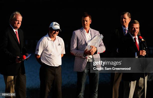 Tim Finchem Commissioner of the PGA Tour , speaks at the trophy presentation where defending champion Henrik Stenson of Sweden will award Tim Clark...